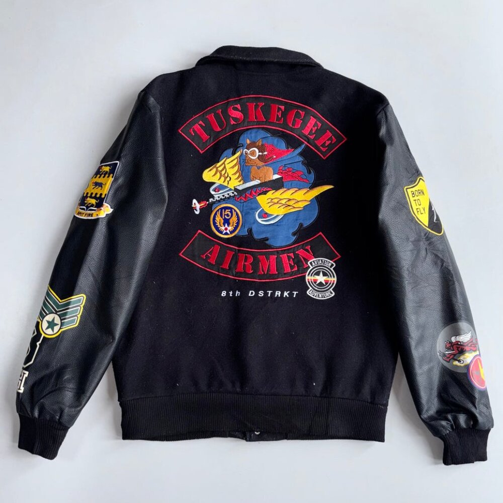 8th DSTRKT Tuskegee Airmen Aviation Adventure Patch Varsity Bomber Leather - M